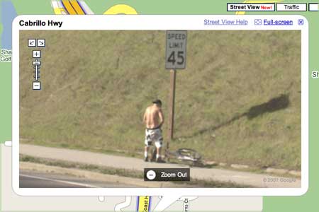 Man peeing, caught on Google Street View