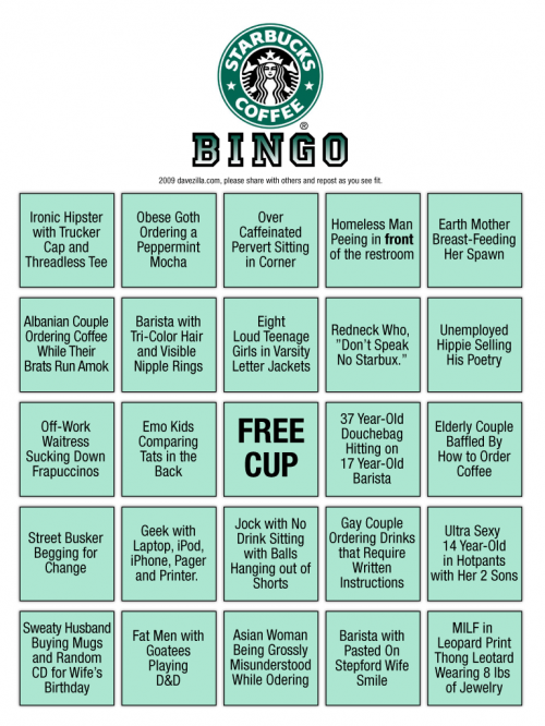Starbucks BINGO